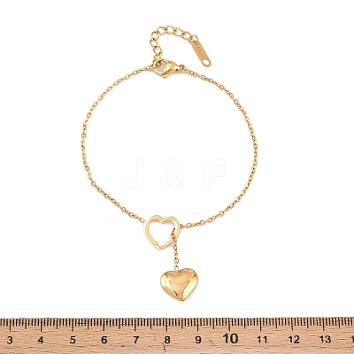Heart 304 Stainless Steel Link & Charm Bracelets for Women BJEW-A146-02G-1