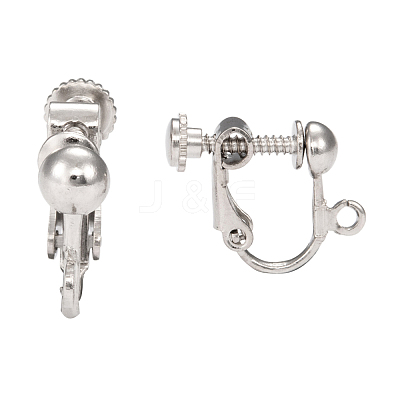 Brass Screw On Clip-on Earring Dangling Charms Pendants Setting Findings X-KK-M019-01P-1