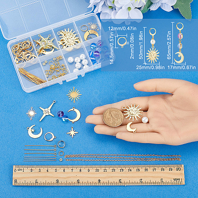 DIY Brass Star Moon Sun Leverback Earring Making Kit DIY-SC0025-86-1