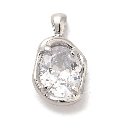 Platinum Brass Micro Pave Cubic Zirconia Pendants KK-U031-02P-01-1