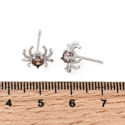 Spider Brass Micro Pave Cubic Zirconia Stud Earrings EJEW-L306-04P-01-1