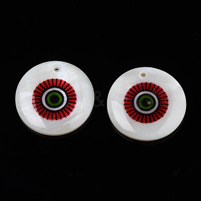 Printed Freshwater Shell Charms SHEL-T009-20D-1
