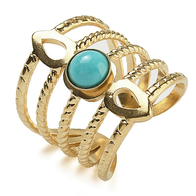 Synthetic Turquoise Finger Rings RJEW-U027-08G-03-1