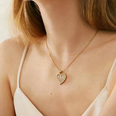 Valentine's Day Brass Micro Pave Clear Cubic Zirconia Pendant Necklaces for Women WG634DA-02-1