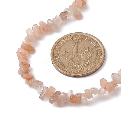 Natural Sunstone Chip Beaded Necklace NJEW-JN04616-05-1
