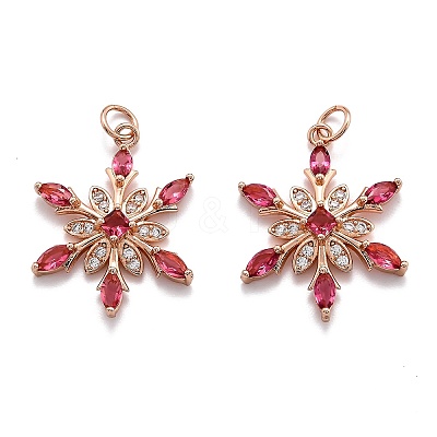 Brass Cubic Zirconia Pendants X-ZIRC-O044-02E-RG-1