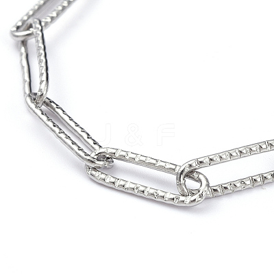 Tarnish Resistant 304 Stainless Steel Textured Paperclip Chain Bracelets BJEW-JB05112-1