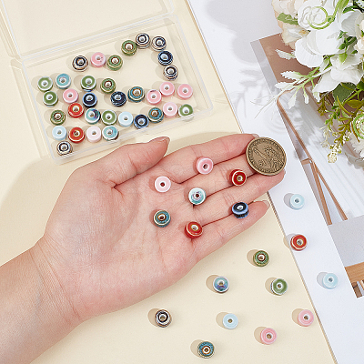 60Pcs 10 Colors Glazed Porcelain Beads PORC-PA0001-26-1
