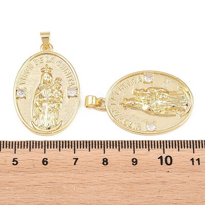 Brass Micro Pave Clear Cubic Zirconia Pendants KK-L275-59G-01-1