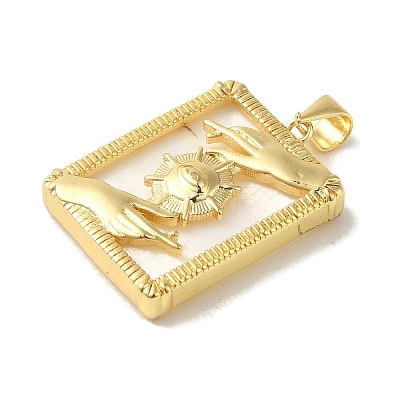 Brass Pave Natural Shell Pendants KK-Z042-27G-02-1