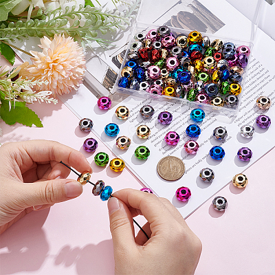 100Pcs UV Plating Acrylic European Beads OACR-UN0001-14-1