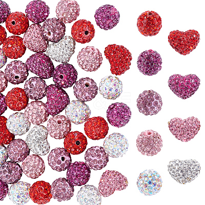 68Pcs Handmade Polymer Clay Pave Rhinestone Beads RB-PA0001-08-1