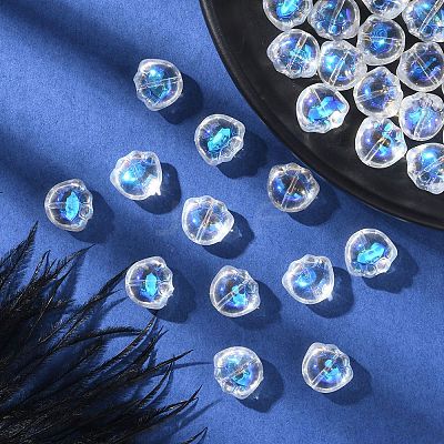 35Pcs Transparent Spray Painted Glass Beads GLAA-YW0001-72A-1