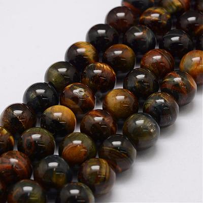 Natural Yellow Blue Tiger Eye(Dyed & Heated) Bead Strands G-P230-07-10mm-1