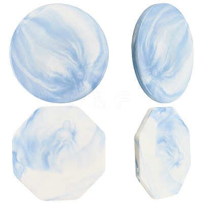 2Pcs 2 Styles Marble Pattern Porcelain Cup Coasters AJEW-CP0009-18B-1