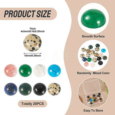 20Pcs Natural & Synthetic Mixed Gemstone Cabochons G-TA0002-76B-1