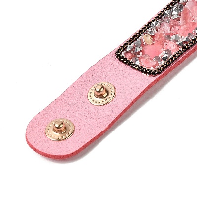 Faux Suede Snap Cord Bracelet BJEW-F428-03-1
