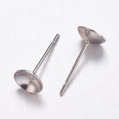Tarnish Resistant 304 Stainless Steel Stud Earrings Findings STAS-K146-016-6mm-1
