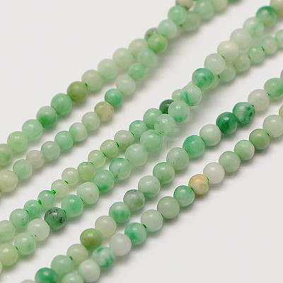 Natural Gemstone Green Spot Jasper Round Beads Strands X-G-A130-2mm-07-1
