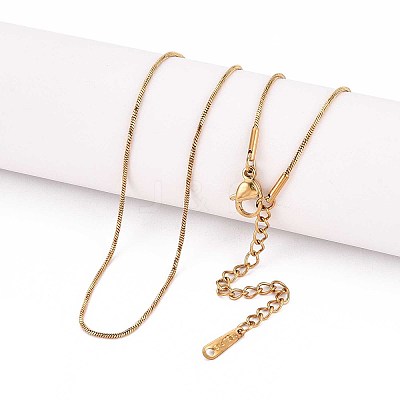 1MM 304 Stainless Steel Snake Chain Necklaces NJEW-N058-05G-1