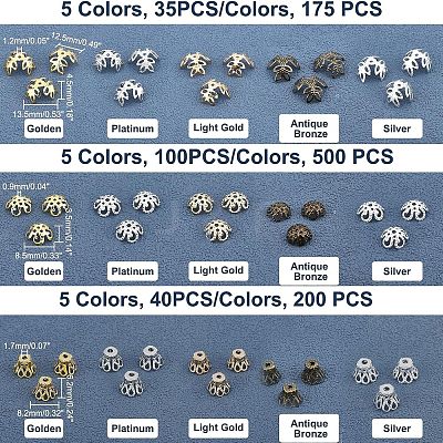 875Pcs 3 Style Tibetan Style Multi-Petal Iron Bead Caps IFIN-FH0001-60-1