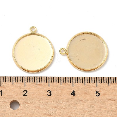 Flat Round Brass Pendant Cabochon Settings KK-K414-14D-G-1