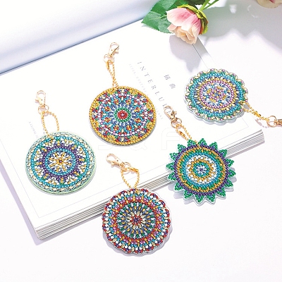 DIY Flower Keychain Diamond Painting Kits DIAM-PW0004-122-1