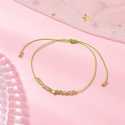 Natural Round Peridot Beads Braided Bead Bracelets for Women BJEW-JB11655-09-1