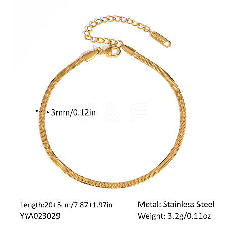 3MM 304 Stainless Steel Flat Snake Chain Anklets for Women ZY1276-2-1