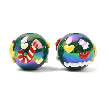 Christmas UV Plating Opaque Acrylic Beads OACR-H057-01D-1
