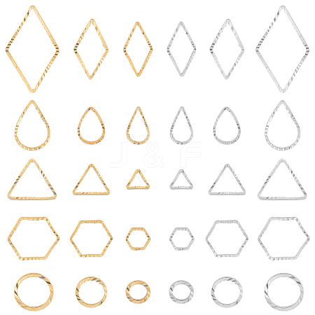 120Pcs 30 Style Brass Linking Rings KK-FH0005-76-1