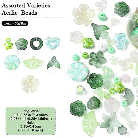 60Pcs Acrylic Beads MACR-YW0003-74B-1