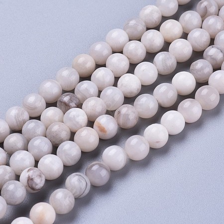 Natural White Agate Beads Strands G-K410-11-6mm-1