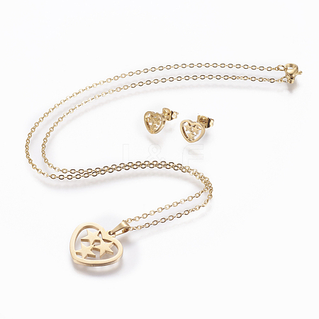 304 Stainless Steel Jewelry Sets SJEW-P159-07G-1