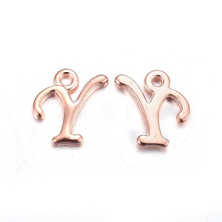 Rose Gold Plated Alloy Letter Pendants X-PALLOY-J718-01RG-Y-1