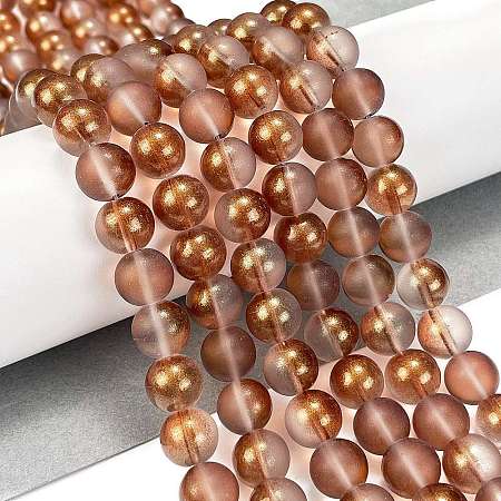 Frosted Transparent Glass Bead Strands GLAA-P065-10mm-13-1