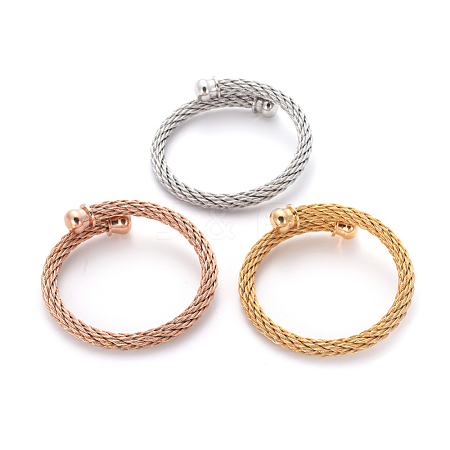 304 Stainless Steel Torque Bangle Sets BJEW-L642-16-1
