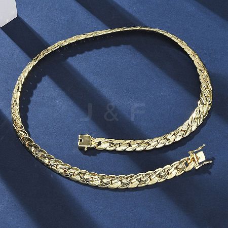 9MM Brass Cuban Link Chain Necklaces NJEW-Q051-01G-1