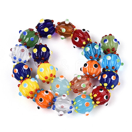Handmade Pumpkin Spot Lampwork Beads LAMP-P064-02C-1