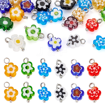 20Pcs Handmade Millefiori Glass Charms PALLOY-TADJ00003-1