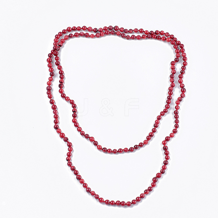 Synthetic Coral Beaded Two-Tiered  Necklaces X-NJEW-S414-27A-1