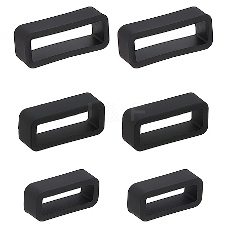 30Pcs 3 Styles Rectangle Silicone Retainer Buckle Holder Watchbands Retaining Hoop Replacement Watch Strap Clasp FIND-CN0002-39A-1