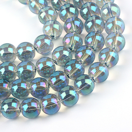 Electroplate Glass Beads Strands X-EGLA-Q062-10mm-A01-1