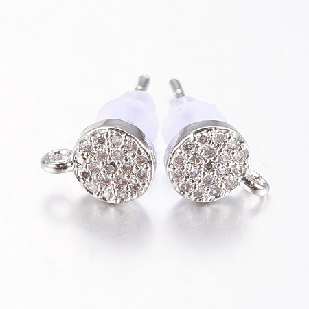 Brass Micro Pave Cubic Zirconia Stud Earring Findings ZIRC-E132-11B-P-1