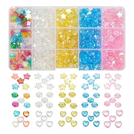 600Pcs 15 Styles Transparent Acrylic Beads TACR-YW0001-36-1