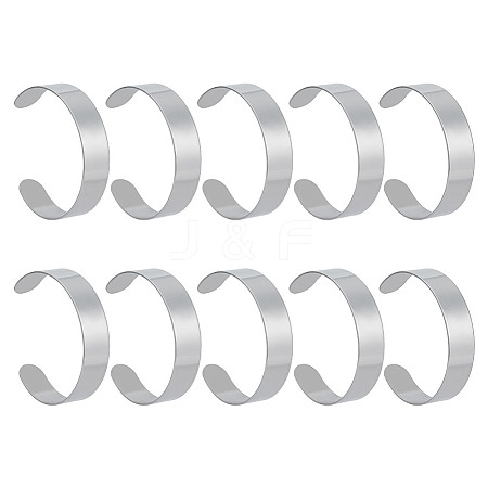 10Pcs 304 Stainless Steel Open Cuff Bangles BJEW-GO0001-02B-1