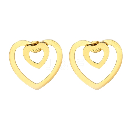 Ion Plating(IP) 304 Stainless Steel Heart Stud Earrings EJEW-C118-03A-1