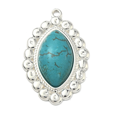 304 Stainless Steel with Dyed Synthetic Turquoise Pendants STAS-G374-05S-09-1