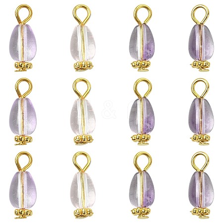 20Pcs 4 Colors Baking Paint Transparent Glass Pendants PALLOY-FS00074-1