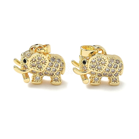 Brass Micro Pave Clear Cubic Zirconia Pendants KK-H254-11G-1